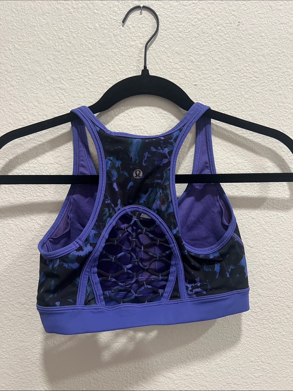 Purple Patterned Racerback Sports Bra - Picture 2 of 2